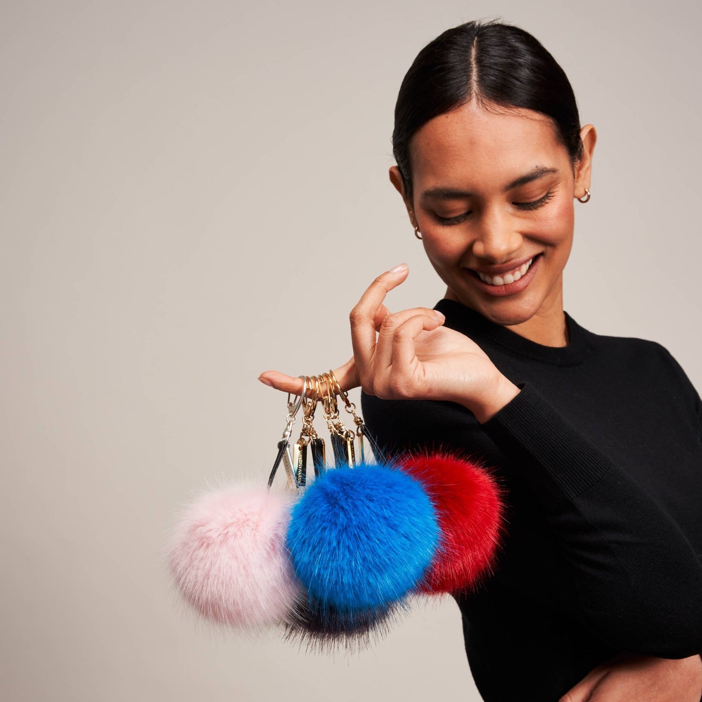 Pom Pom Luxury Keyring Bag Charm: Bubblegum