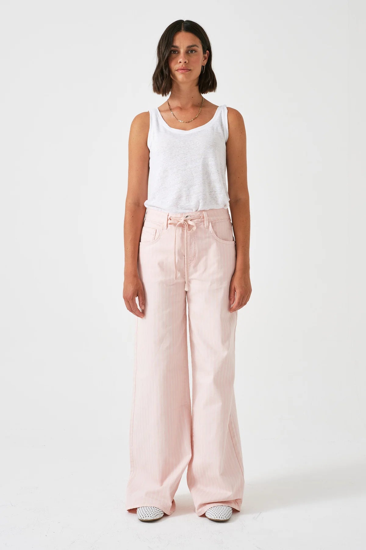 Seventy + Mochi - Blake Jean in Pink Dawn Wide Stripe