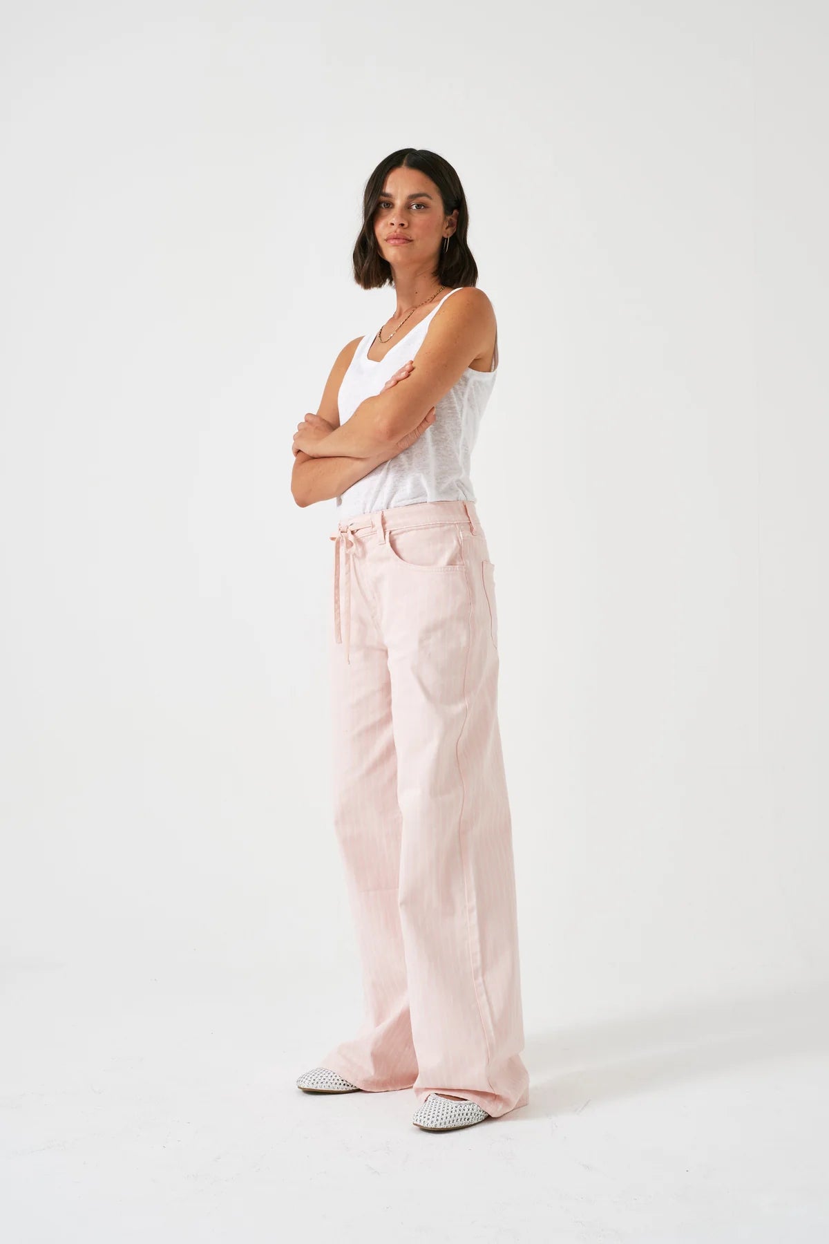 Seventy + Mochi - Blake Jean in Pink Dawn Wide Stripe