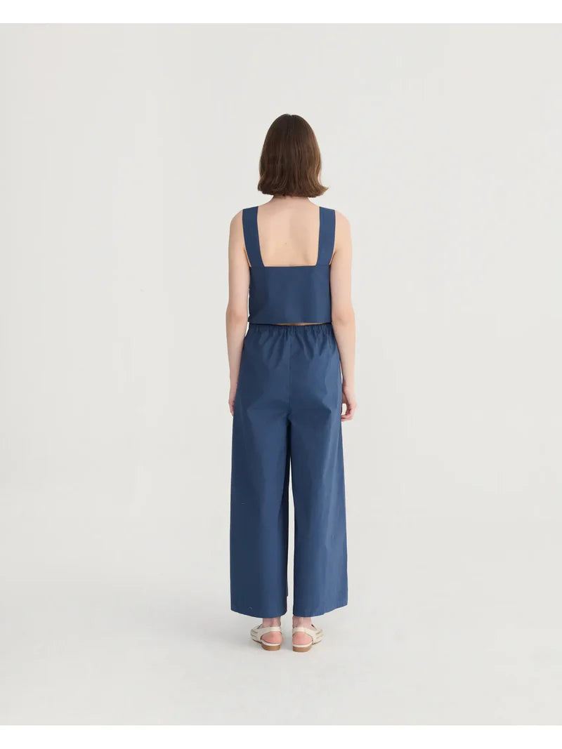 Navy Blue Cotton Strap Overalls