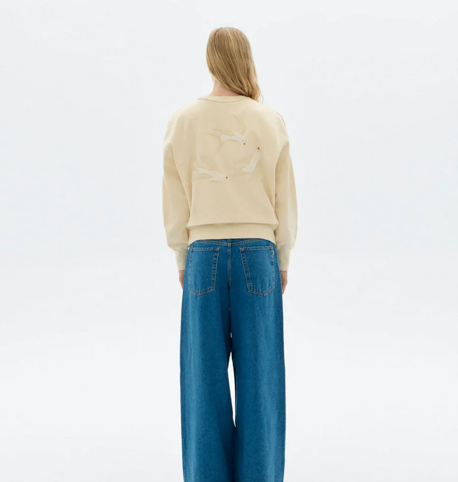 Thinking Mu - Hand Embroidered bird Jodie sweatshirt