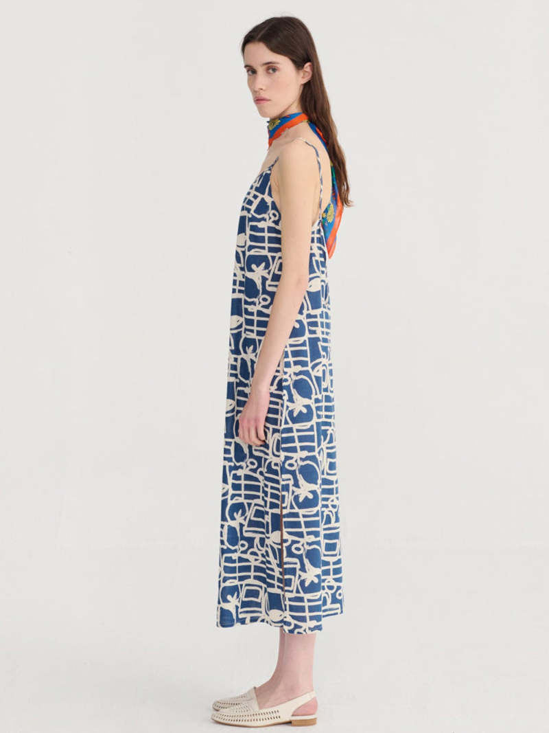 Cookery festival pattern strap dress