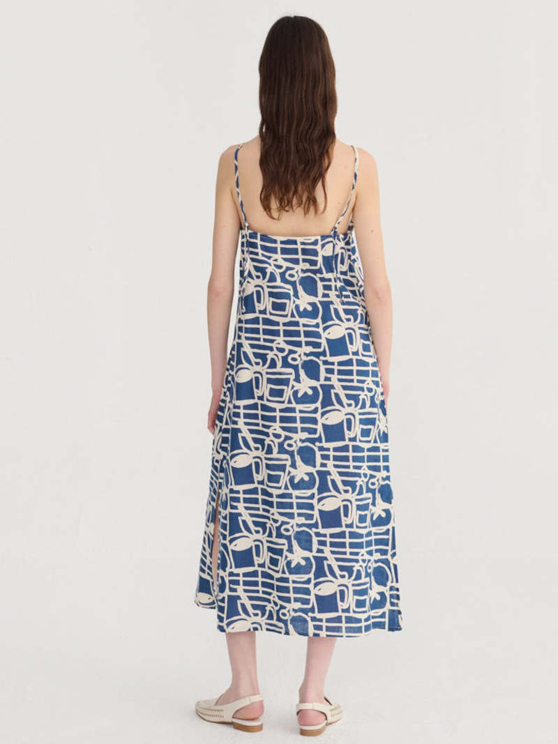 Cookery festival pattern strap dress