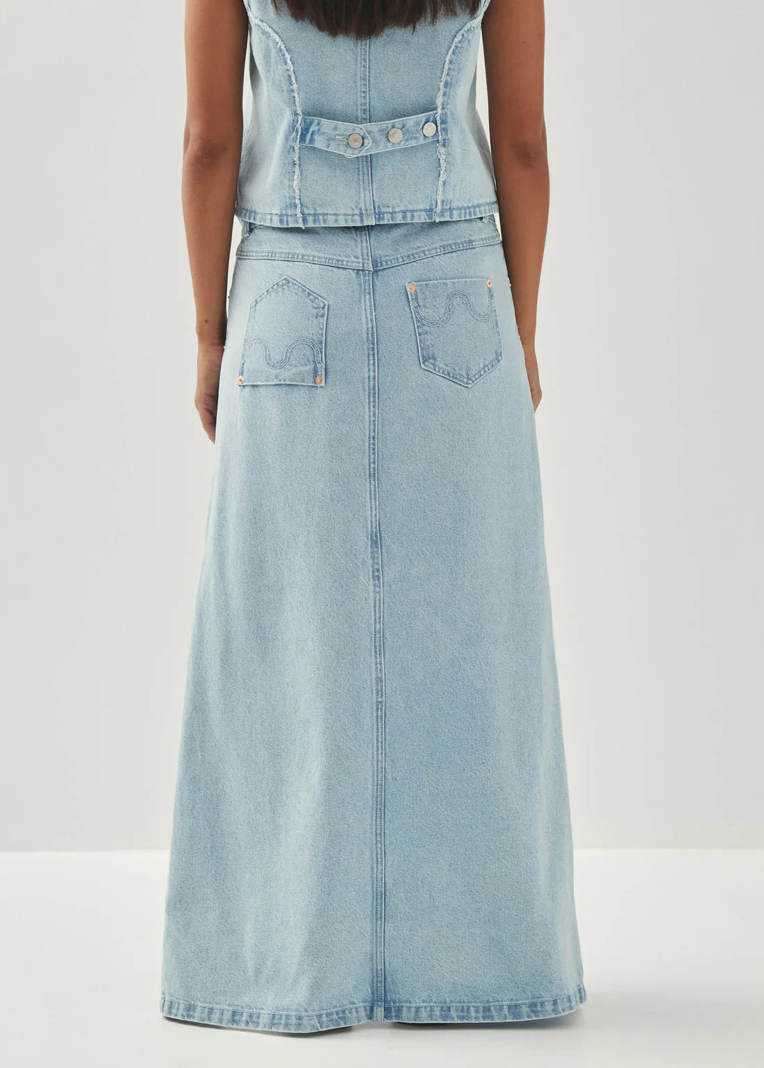 Alohas - Carmina Light Blue Denim Skirt