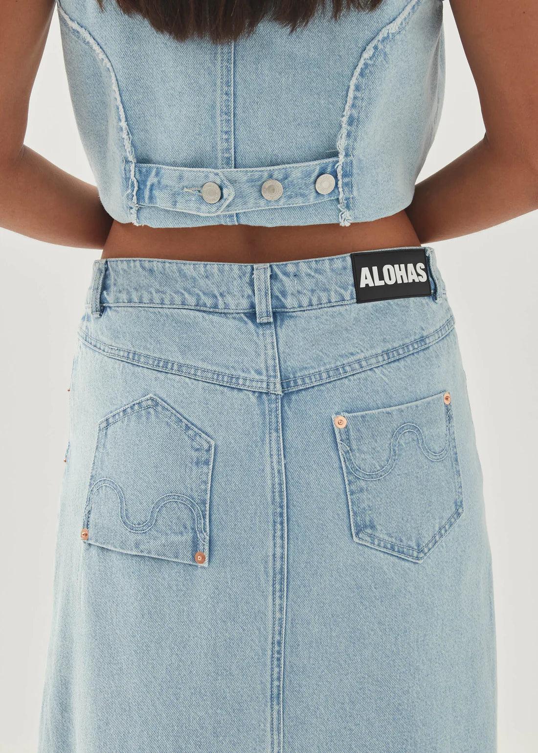 Alohas - Carmina Light Blue Denim Skirt