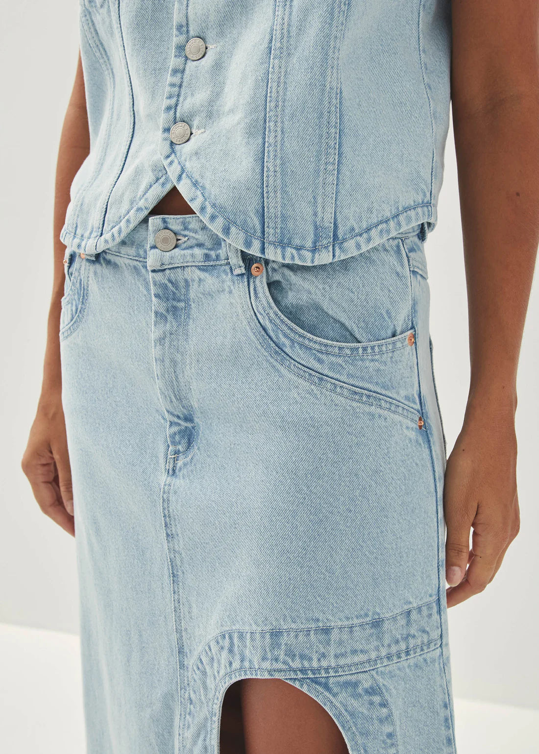 Alohas - Carmina Light Blue Denim Skirt