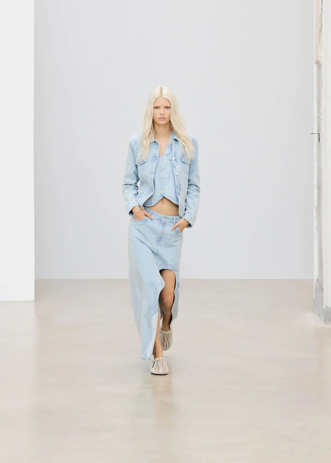Alohas - Carmina Light Blue Denim Skirt