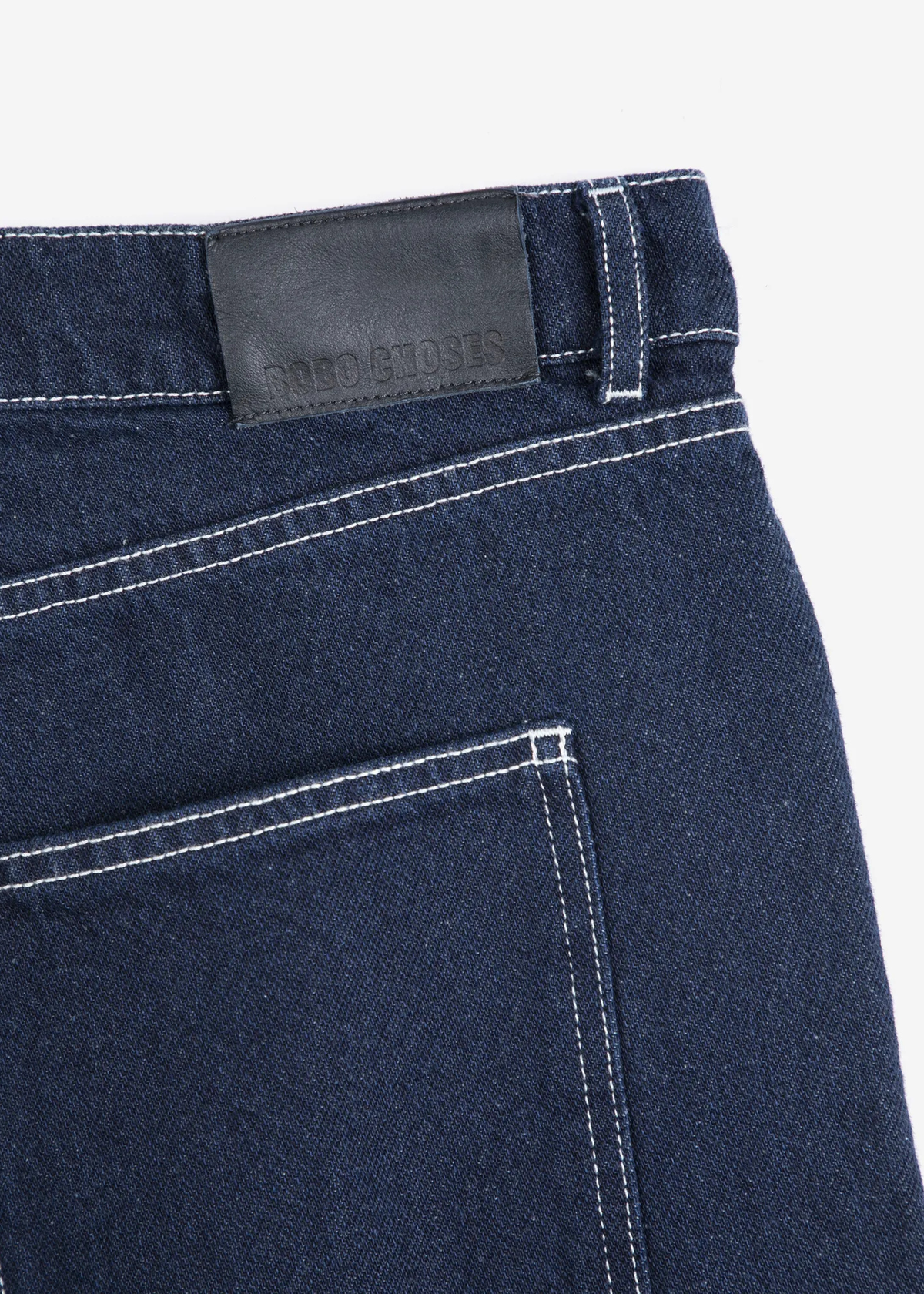 Contrast‑stitching denim bermuda