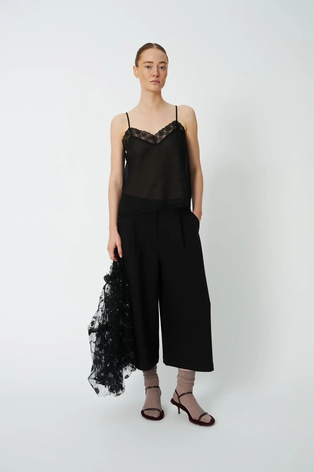 Sequins Mesh Blouse - Black