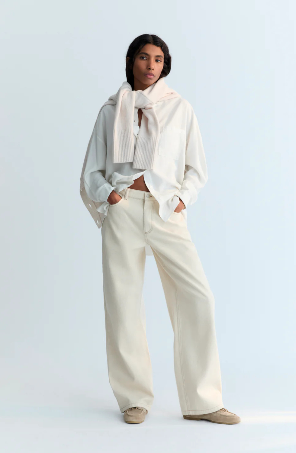 The New Society - Wide leg pant in ecru