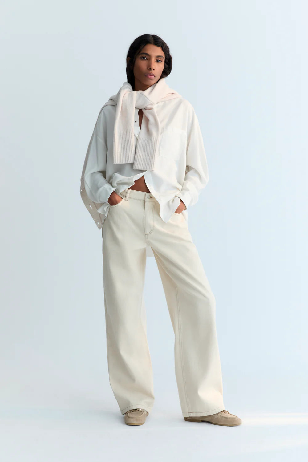 The New Society - Wide leg pant in ecru