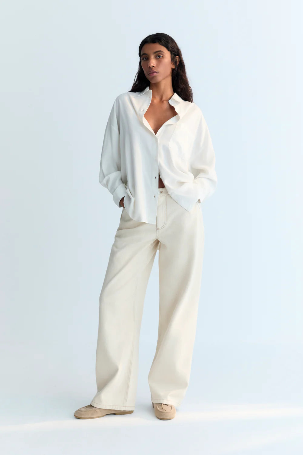 The New Society - Wide leg pant in ecru