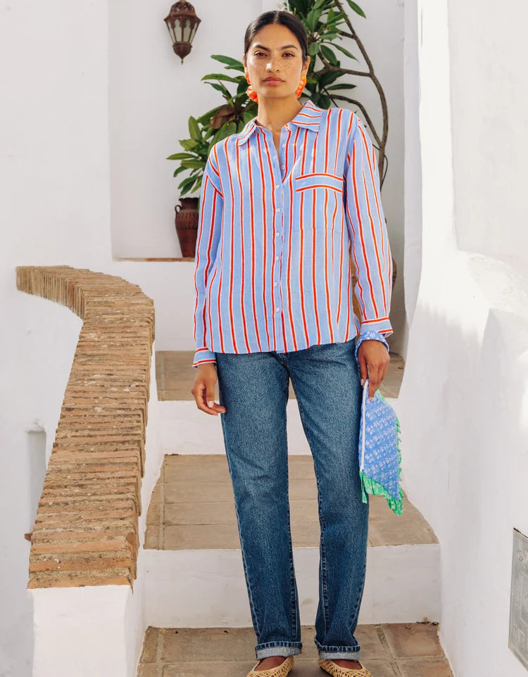 Poets Stripe Gabi Shirt - Pink City Prints