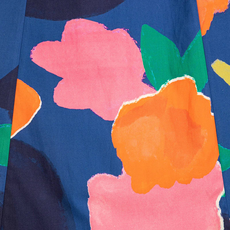 Blooming colour pattern puff sleeve dress