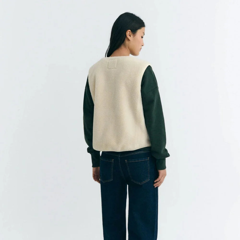 Thinking Mu - Ecru fleece Jay vest
