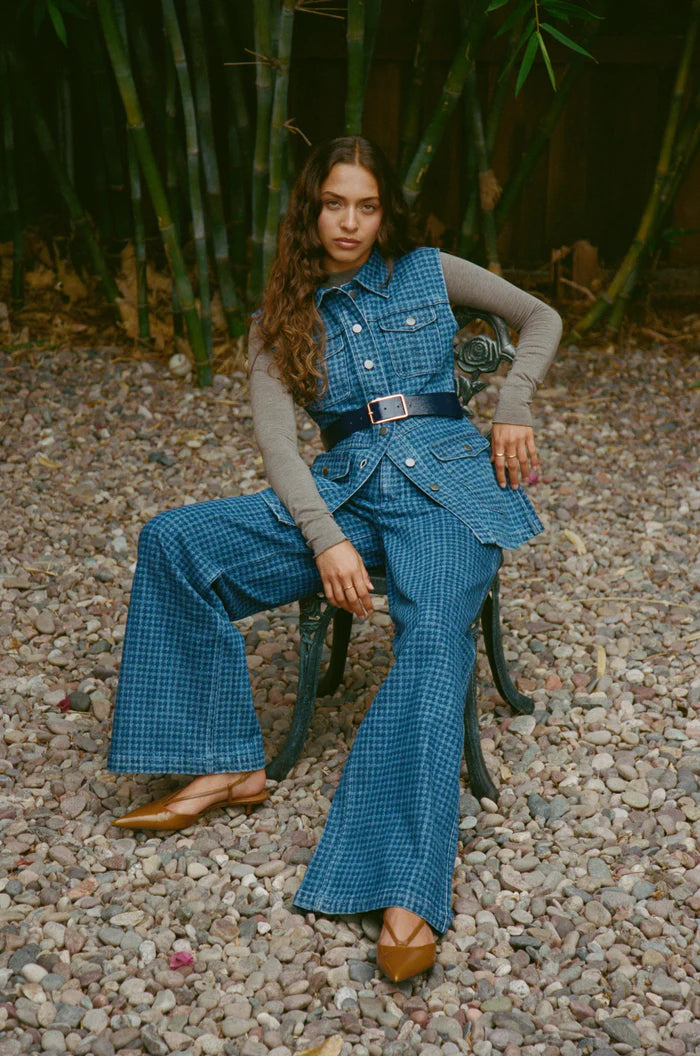 Seventy + Mochi - Bay Wide Leg Jean in Houndstooth Idaho