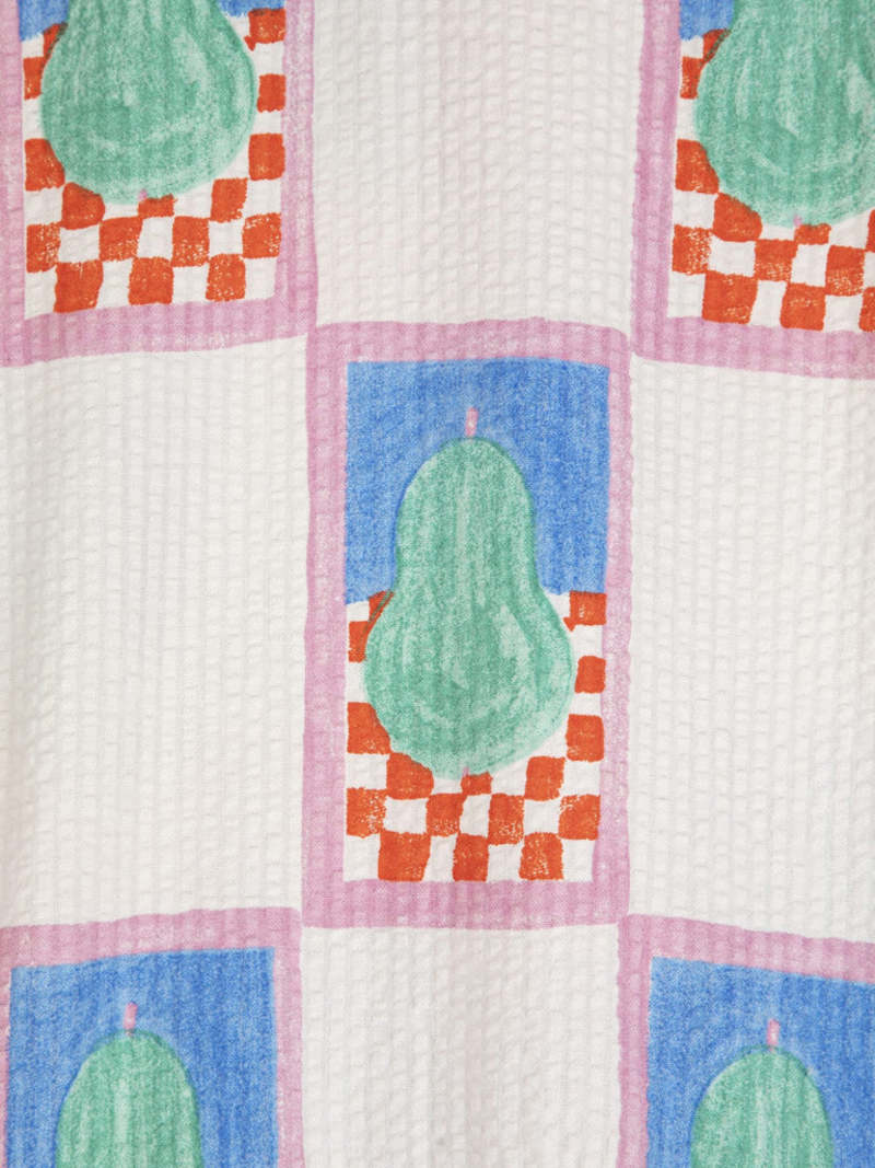 Simple Pear pattern puff sleeve dress