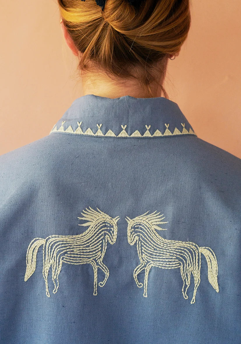 Polly Embroidery Jacket - Sea