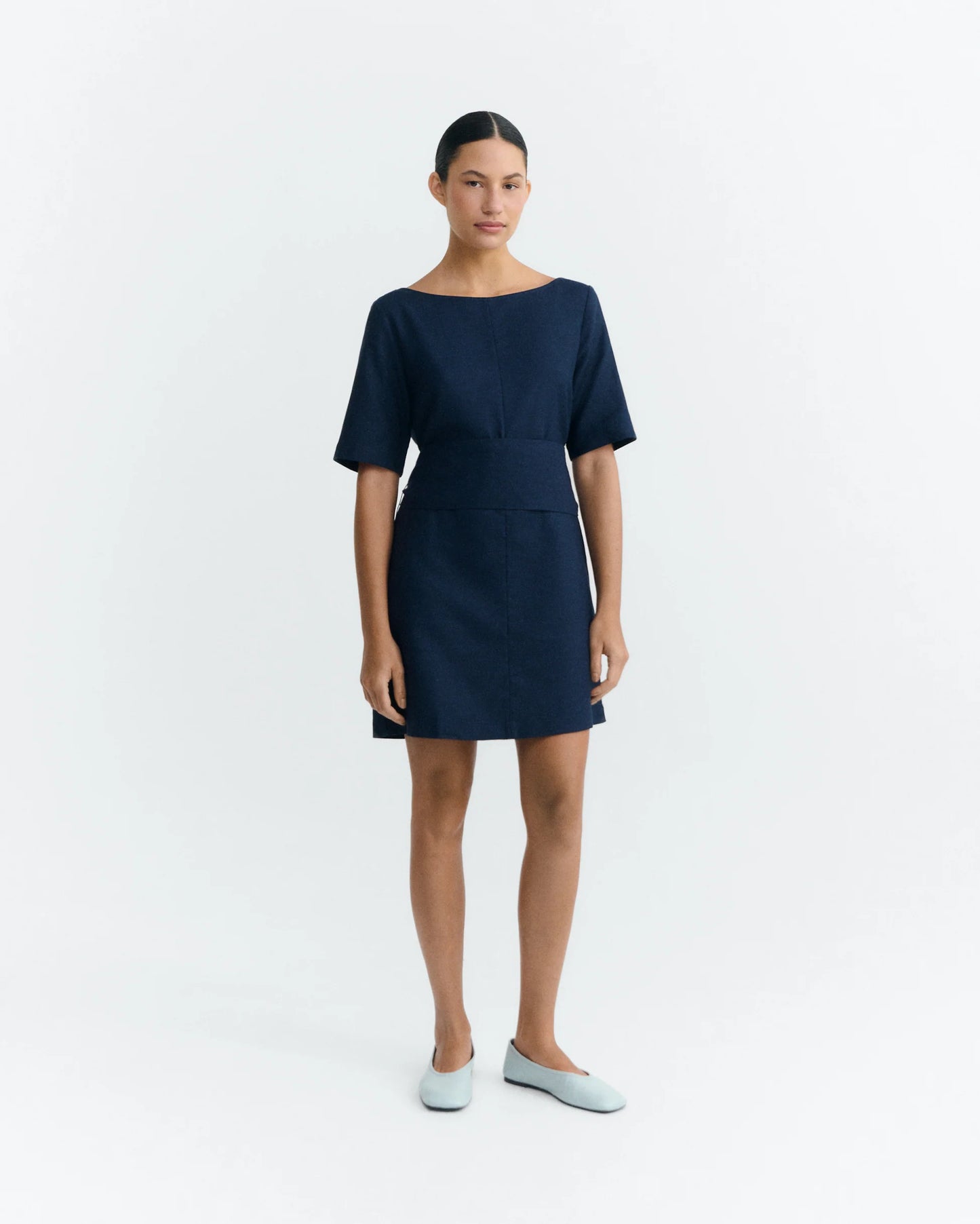 Kieran navy hemp short dress