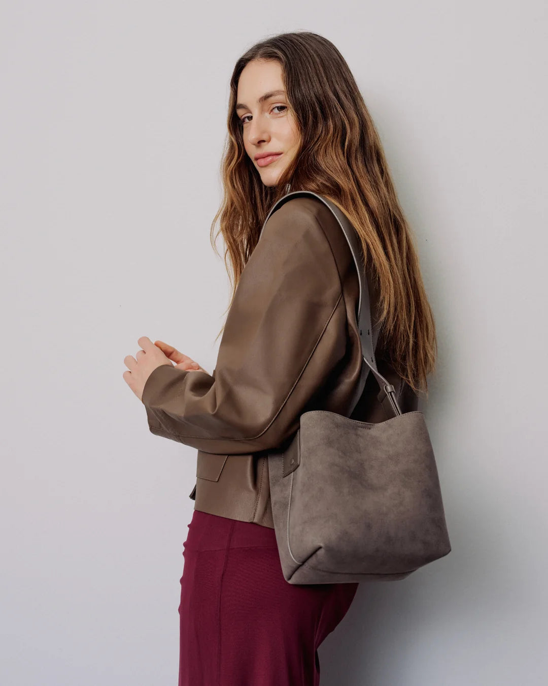 Imitation Suede Crossbody Shoulder Bag