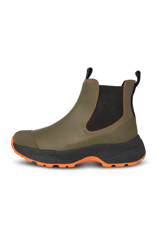 Woden - Siri waterproof boot in dark olive