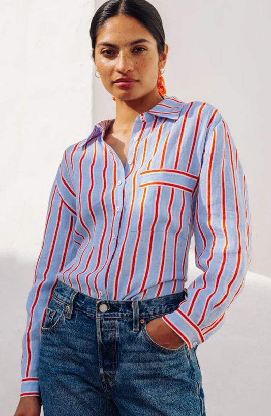 Poets Stripe Gabi Shirt - Pink City Prints