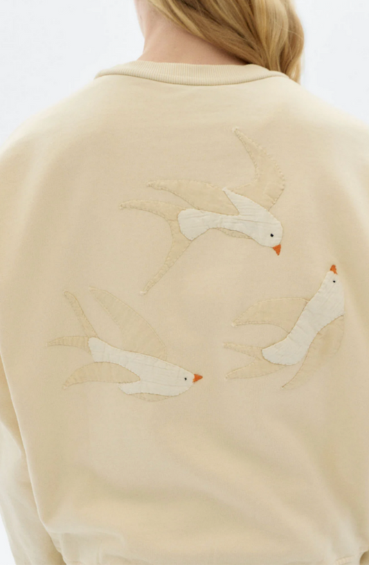 Thinking Mu - Hand Embroidered bird Jodie sweatshirt