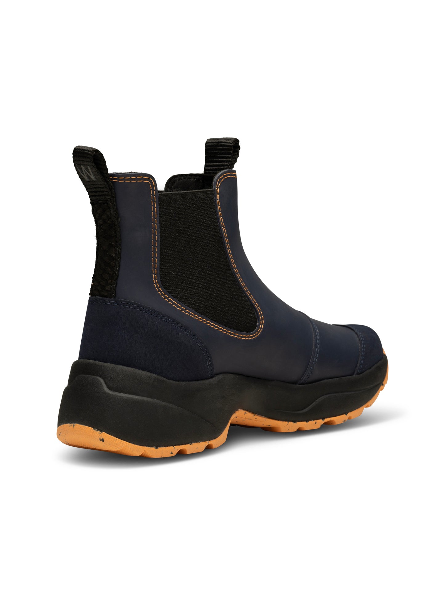 Woden Siri waterproof boot - Dark navy and Papaya