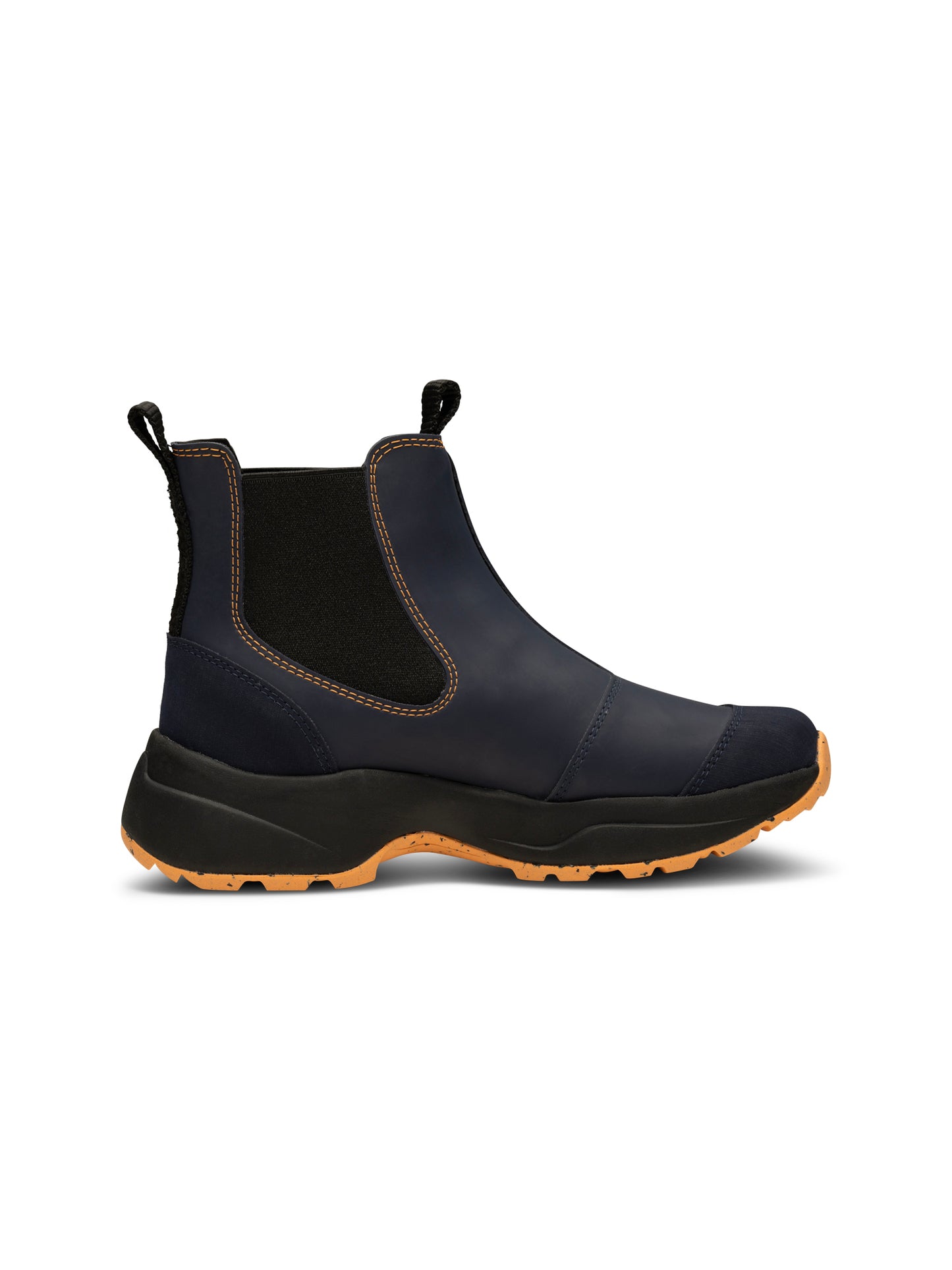 Woden Siri waterproof boot - Dark navy and Papaya