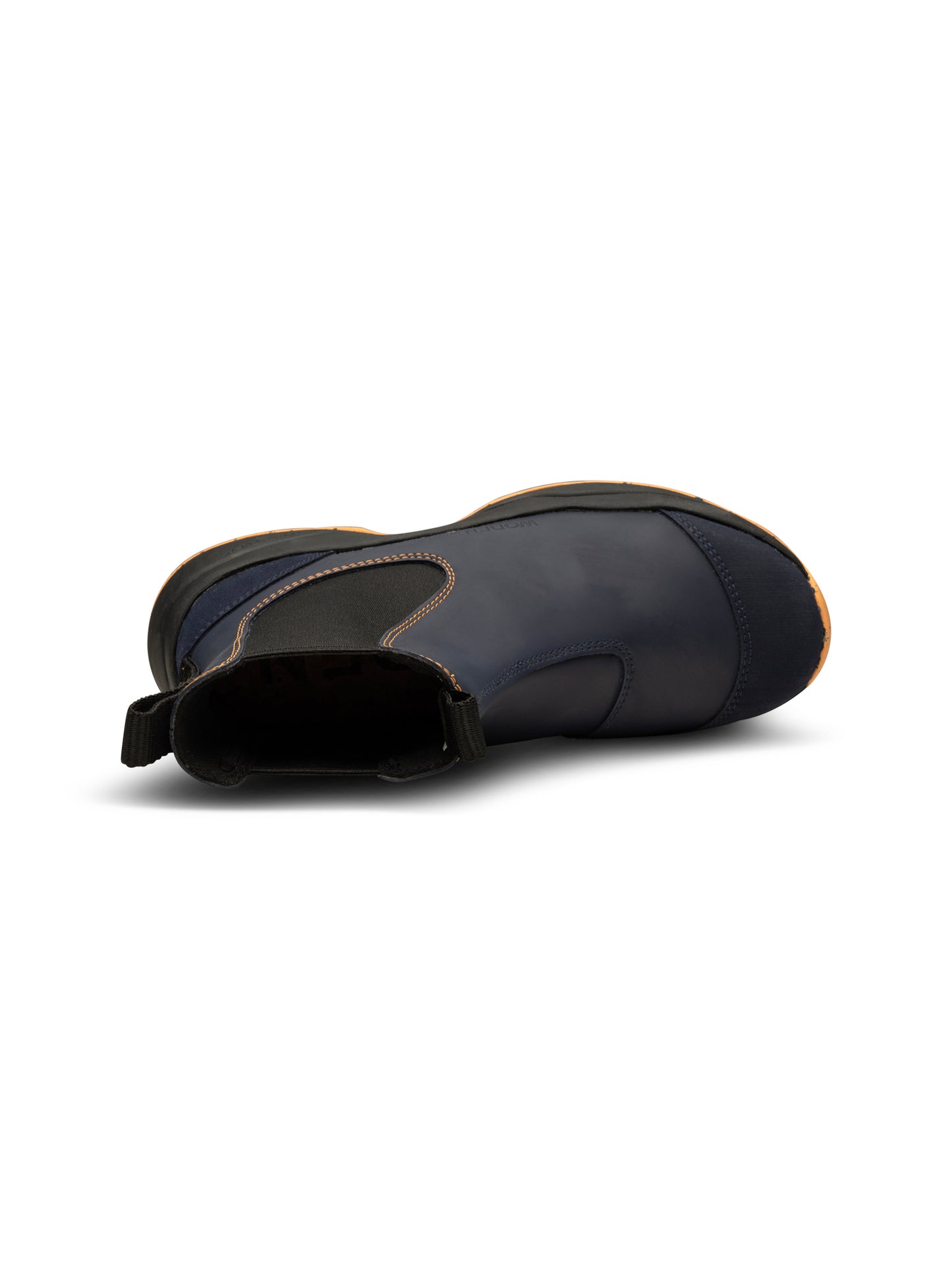 Woden Siri waterproof boot - Dark navy and Papaya