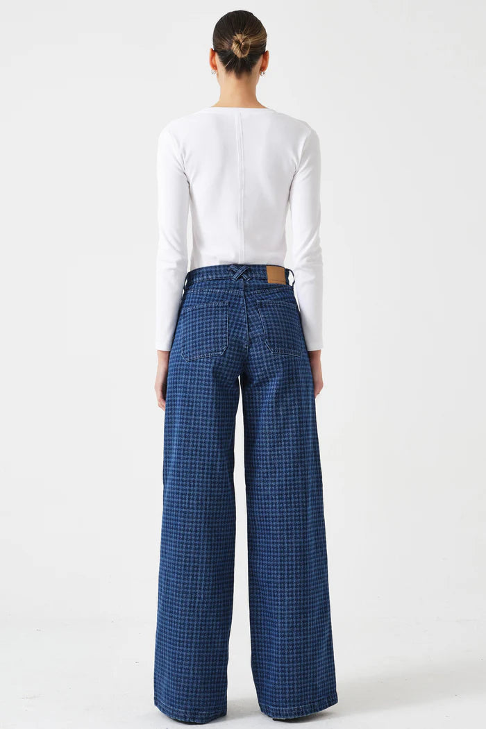 Seventy + Mochi - Bay Wide Leg Jean in Houndstooth Idaho