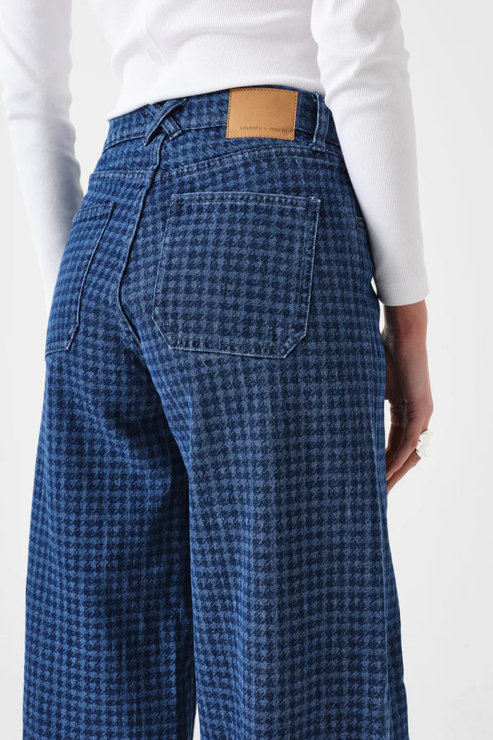 Seventy + Mochi - Bay Wide Leg Jean in Houndstooth Idaho