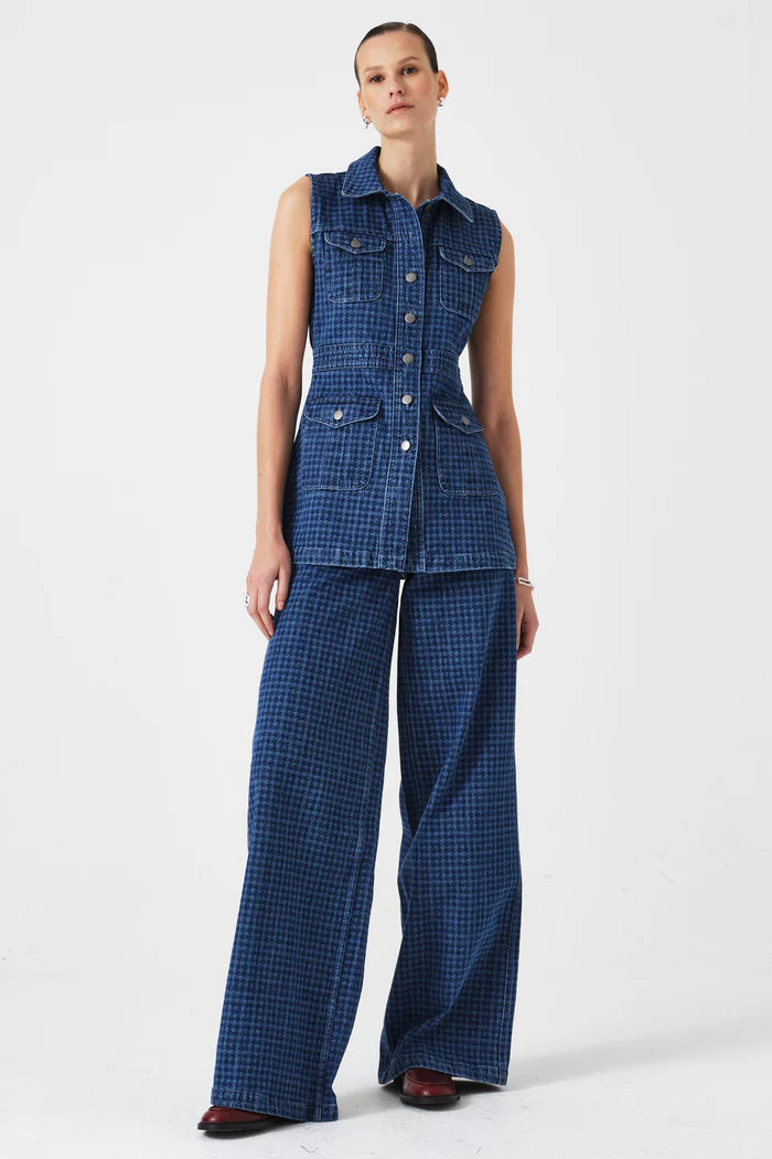 Seventy + Mochi - Bay Wide Leg Jean in Houndstooth Idaho