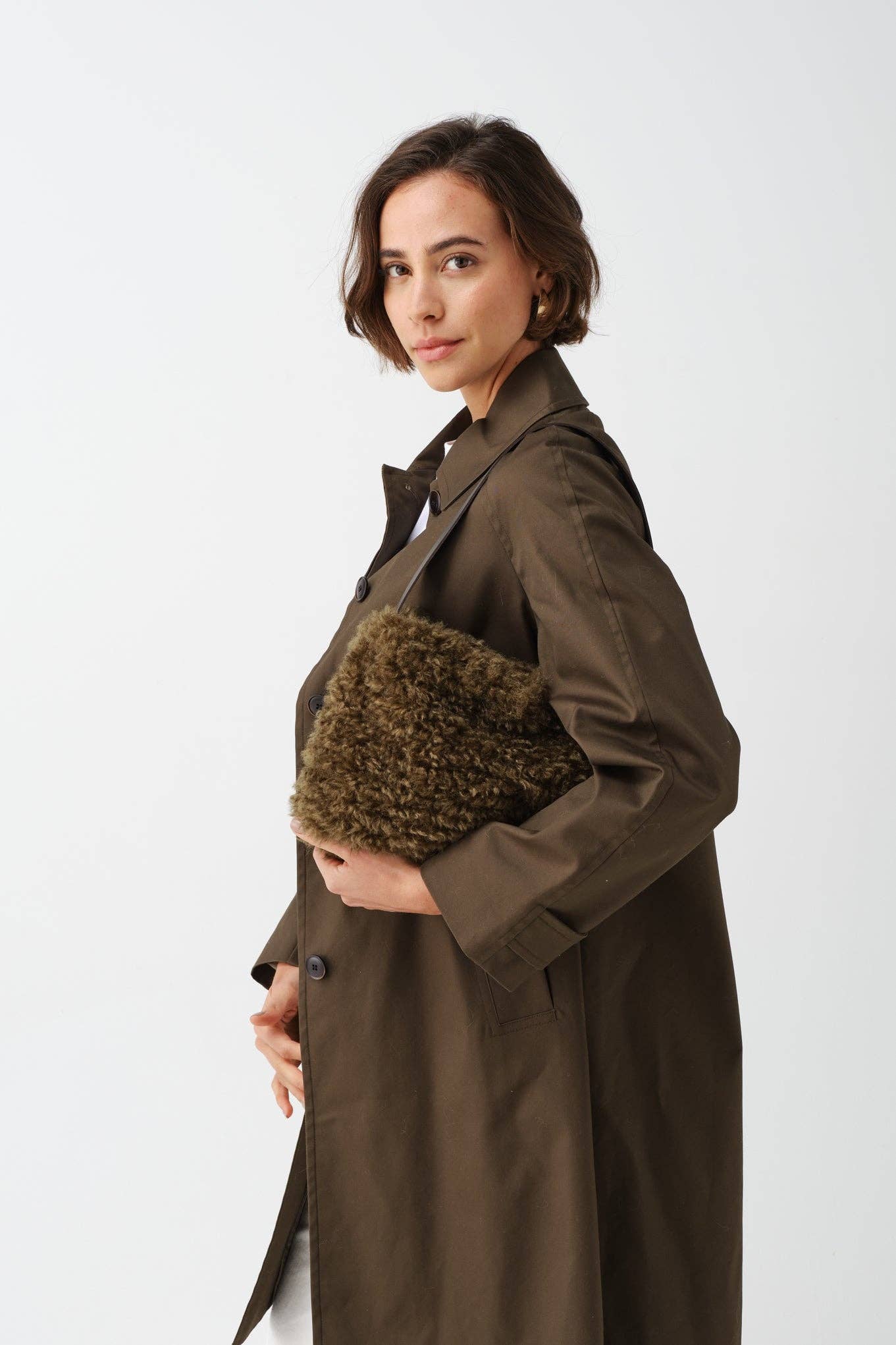 Arc Bag - Forest Green Faux Sheepskin