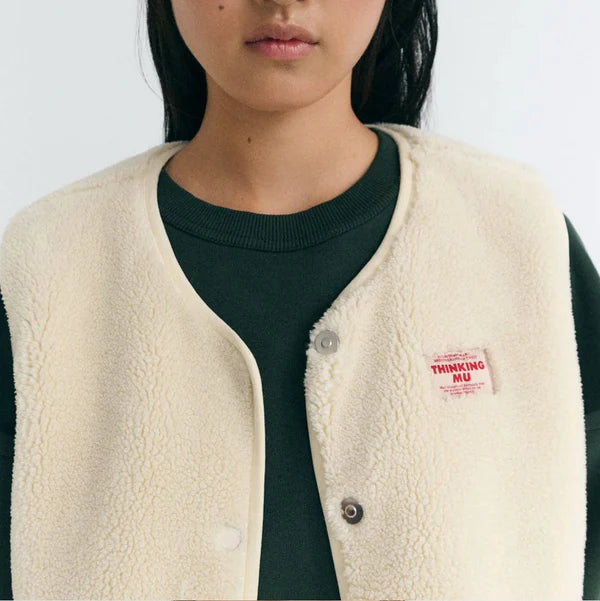 Thinking Mu - Ecru fleece Jay vest