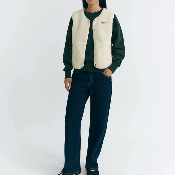 Thinking Mu - Ecru fleece Jay vest