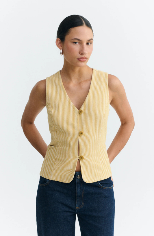 Alisa Yellow Striped Vest