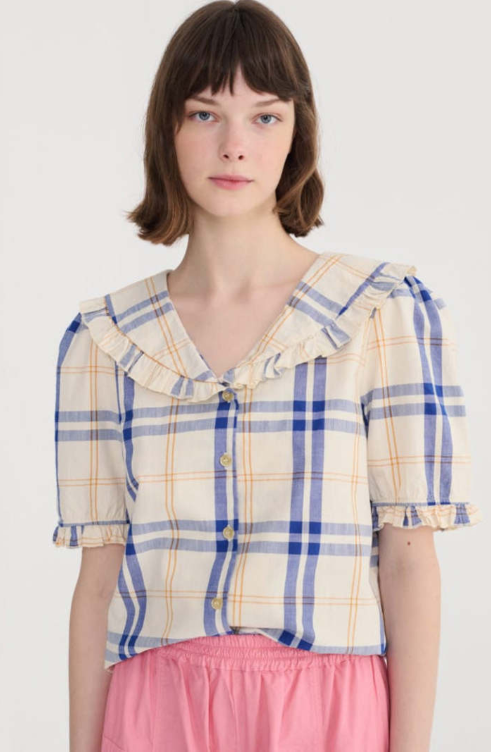 Fun tartan collar shirt