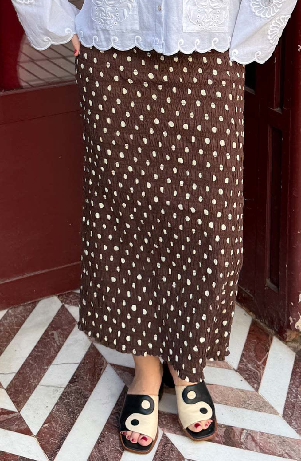 Lady Skirt-Brown Dot