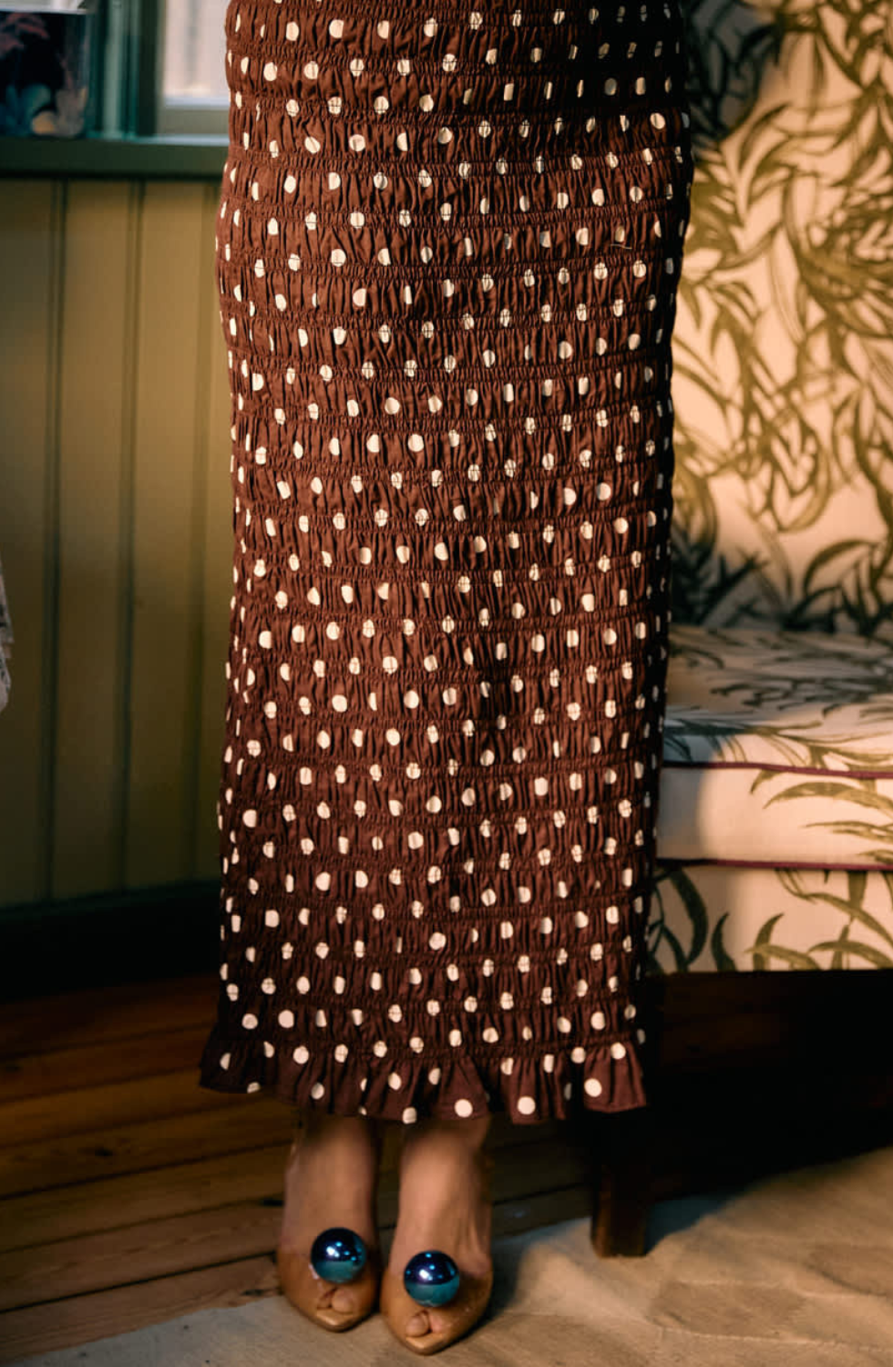 Lady Skirt-Brown Dot