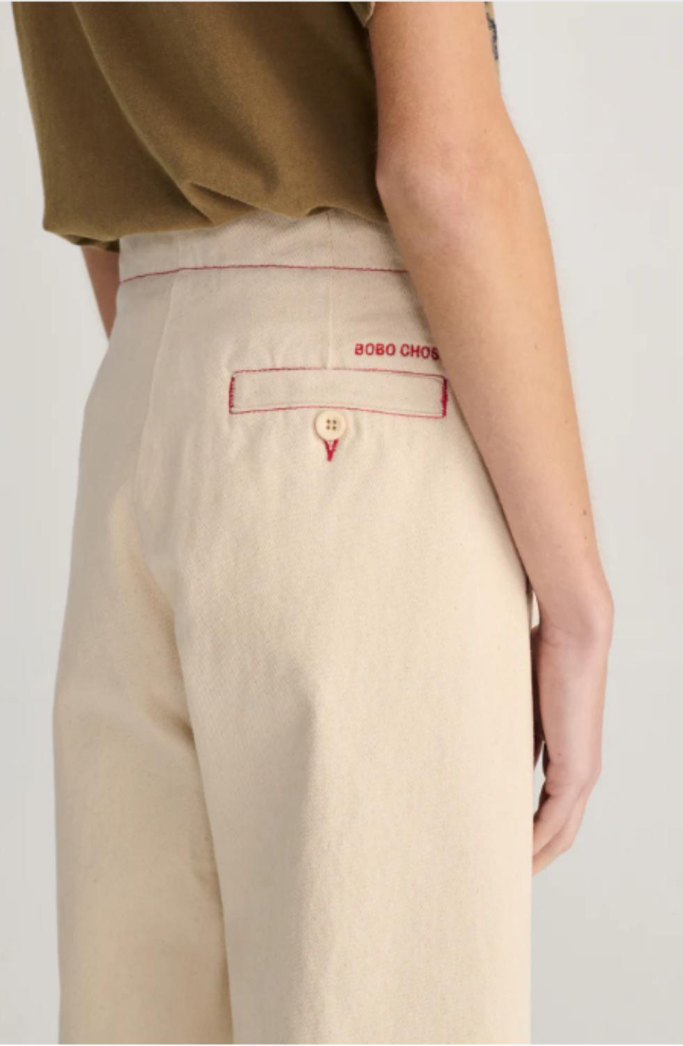 Ecru Twill Pleated Barrel Pants