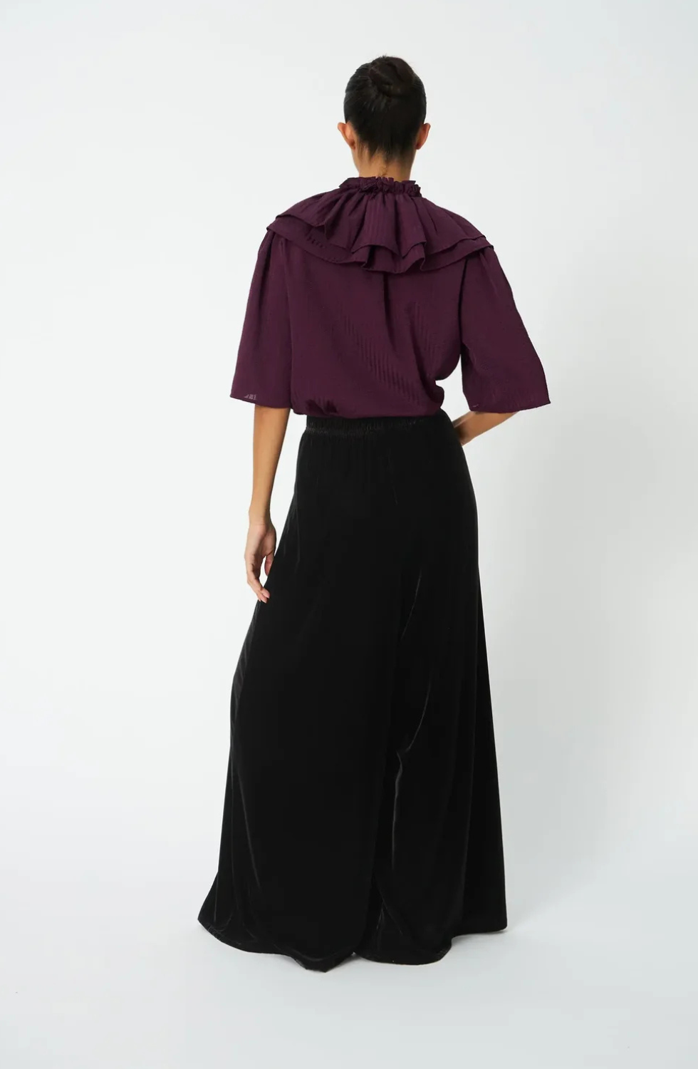 Velvet Volume Pants-Dark Brown