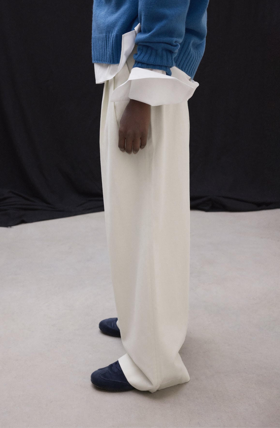 White Technical Cotton Miel Trousers