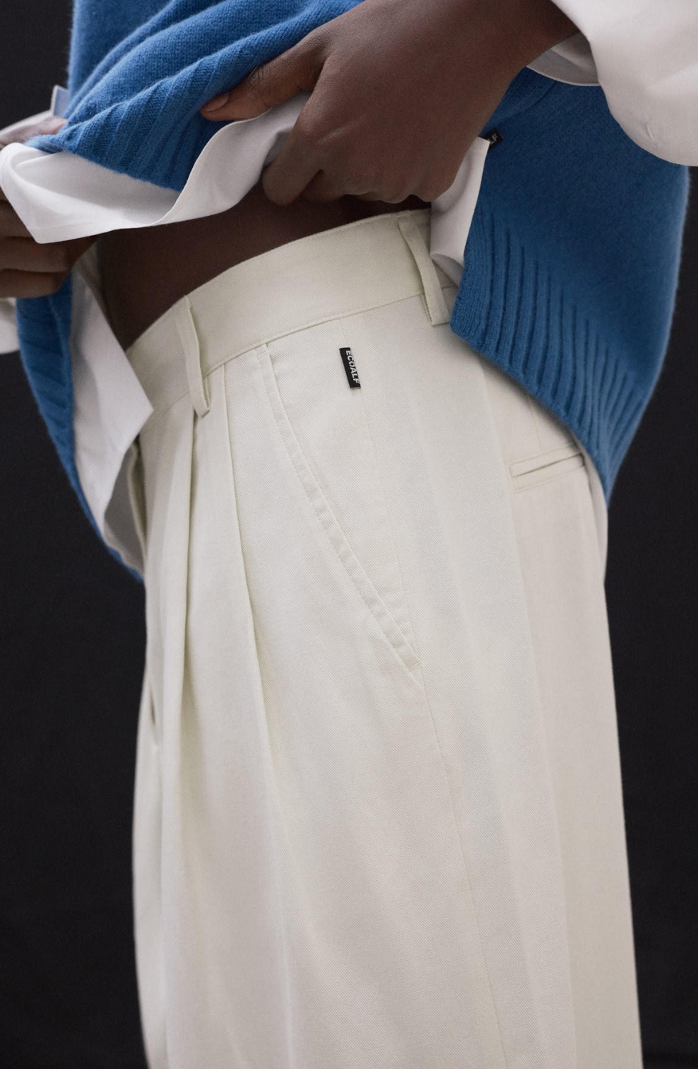 White Technical Cotton Miel Trousers