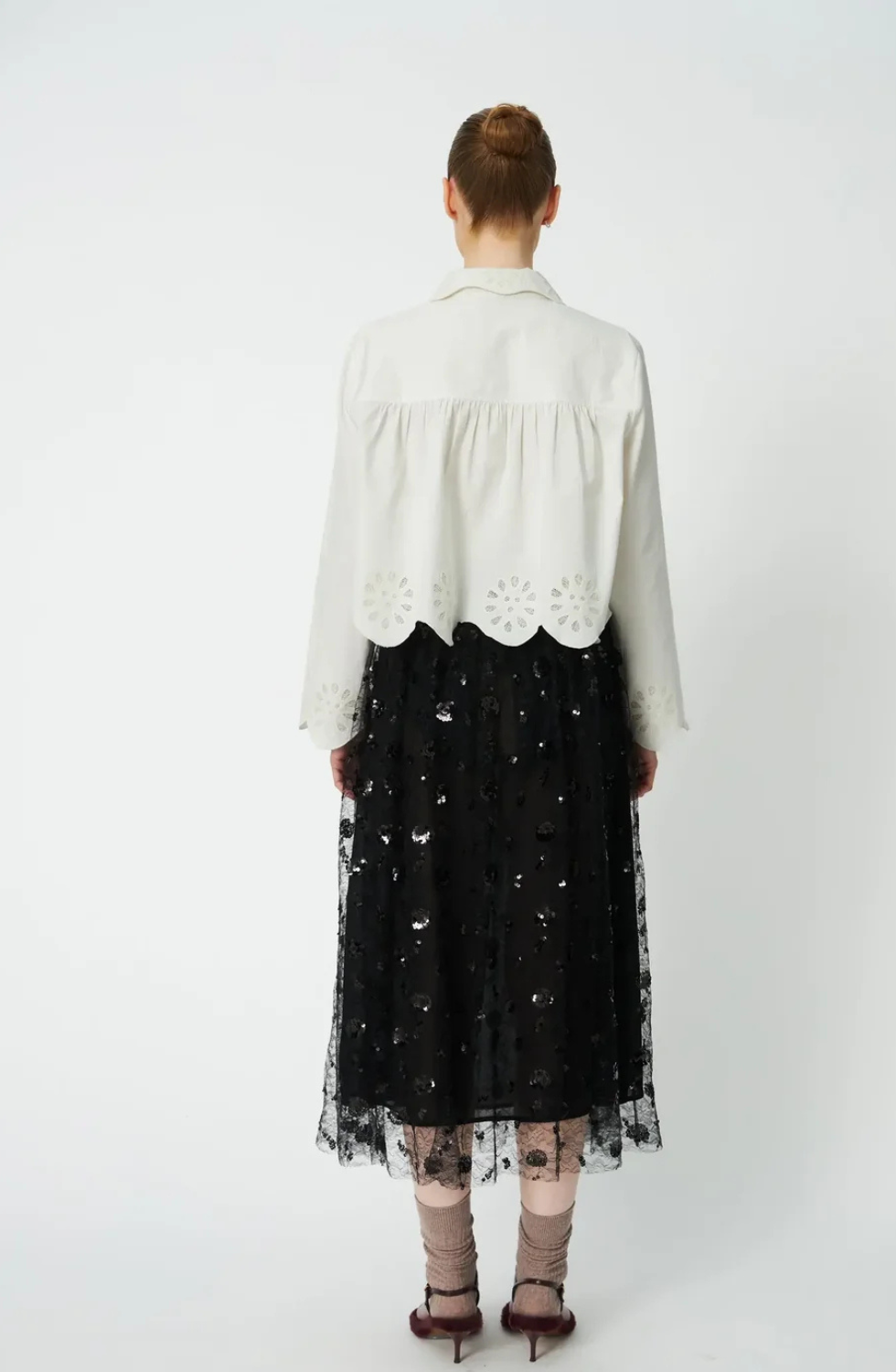 Sequins Mesh Skirt - Black