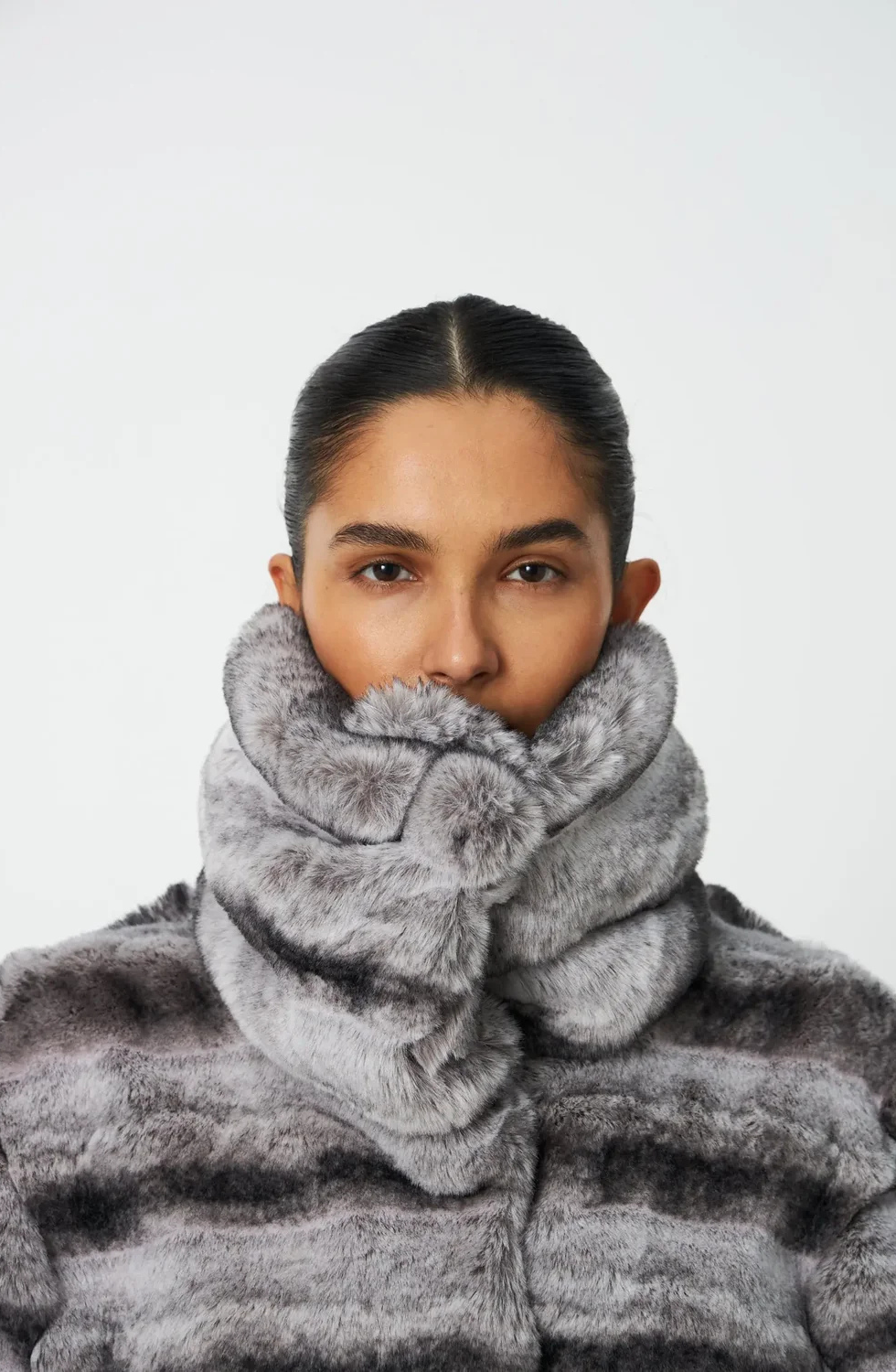 Faux Fur Jacket - Fall Grey