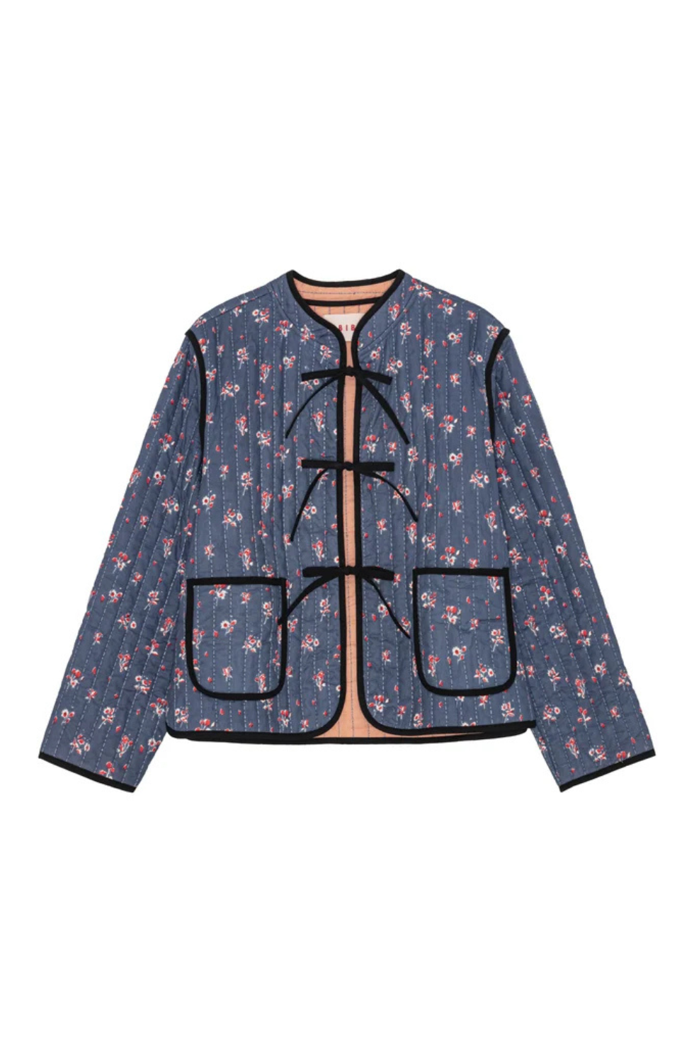 Rebecca Short Quilted Jacket With Bows- Sapphire