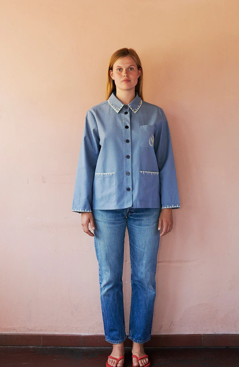 Polly Embroidery Jacket - Sea