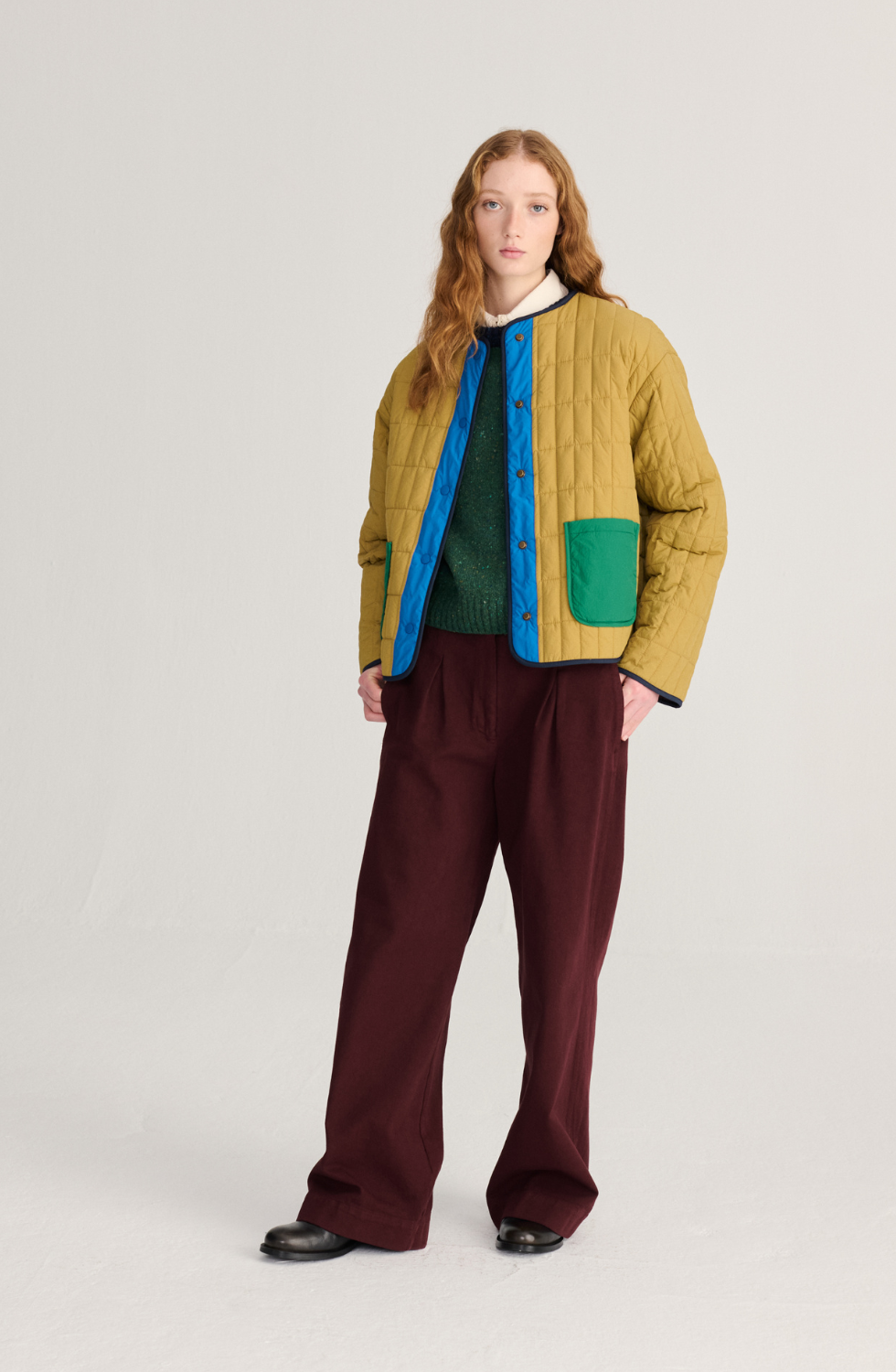 Colour Block Light Padded Reversible Jacket
