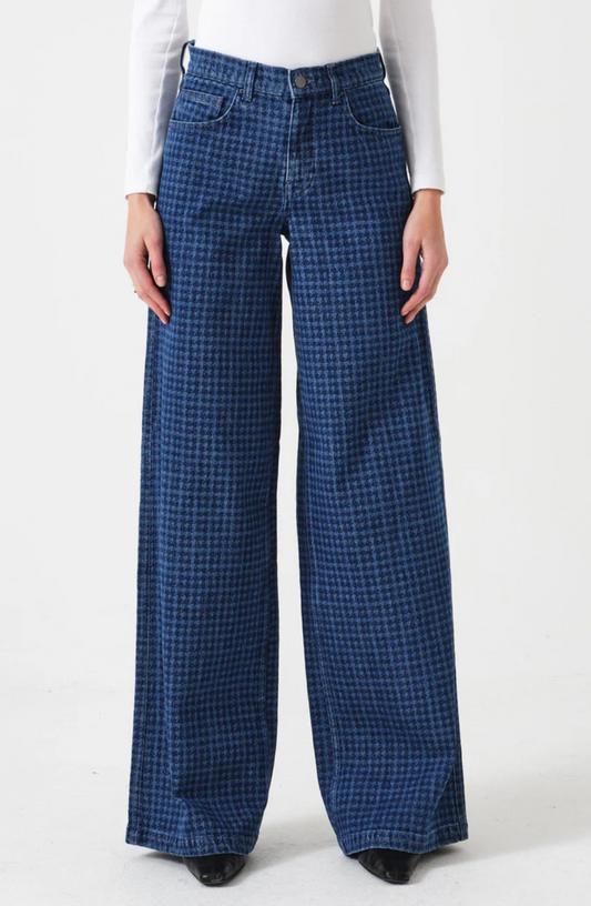 Seventy + Mochi - Bay Wide Leg Jean in Houndstooth Idaho